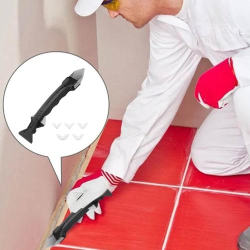 Caulking Tool Kit, Silicone, Rubber, Stainless Steel Finish Cutter, Caulking Spatula, Caulk Remover Cutter, Silicone Scraper with Interchangeable Head