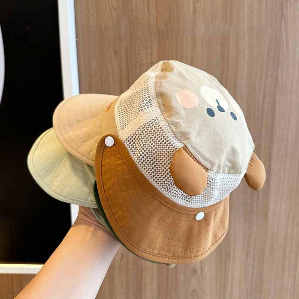 Detachable Cartoon Animal Bucket Hat Letter Embroidery Children's Fisherman Hat  Baby