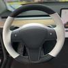 Benutzerdefinierte DIY Auto Lenkradbezug Kohlefaser Wildleder Leder Für Tesla Model 3 2017 2018 2019 2020 Auto Innenzubehör