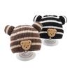 New Customer Special: Adorable Striped Bear Knit Hat for Baby Boys - Cozy Winter Wool Cap