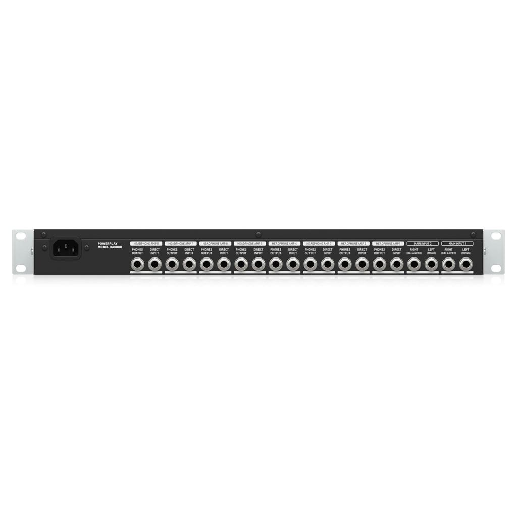 Behringer HA8000 V2 8-Channel Headphone Amplifier 1U Rack Mount with 2-Band EQ Professional Studio Stage