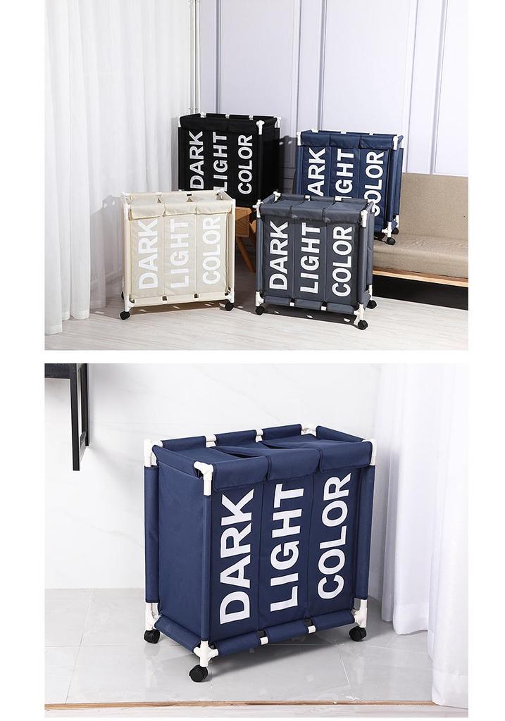 Shu Shi Ten Portable Clothes Storage Basket with Wheels, Oxford Cloth, Moisture-Proof