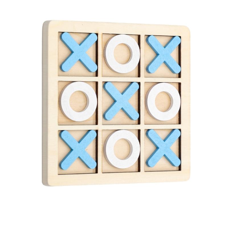 

Играйте в игру, деревянная игрушка, мини-головоломка для взаимодействия с тиктактоу, тренировка обучения мозга, ранние развивающие игрушки для детей, детские шахматы синий
