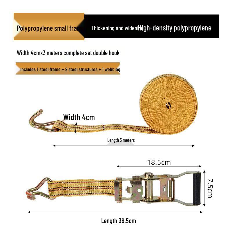 Pasy transportowe z grzechotką, z podwójnym hakiem i stalowym napinaczem