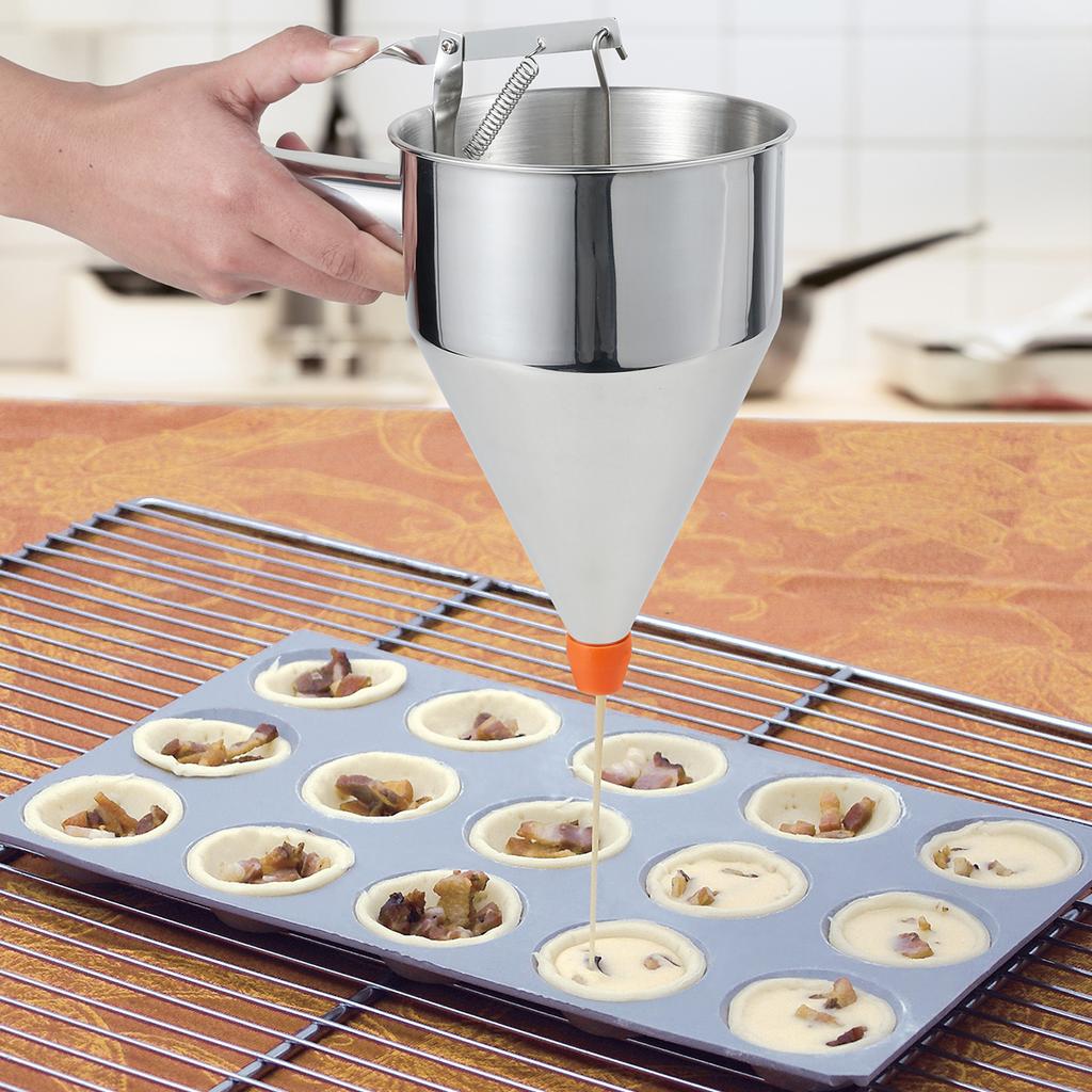 Pancake Batter Dispenser Multi-Caliber Stainless Steel Funnel Dispenser with Stand Cupcakes Baking Maker Tools Kitchen Gadgets