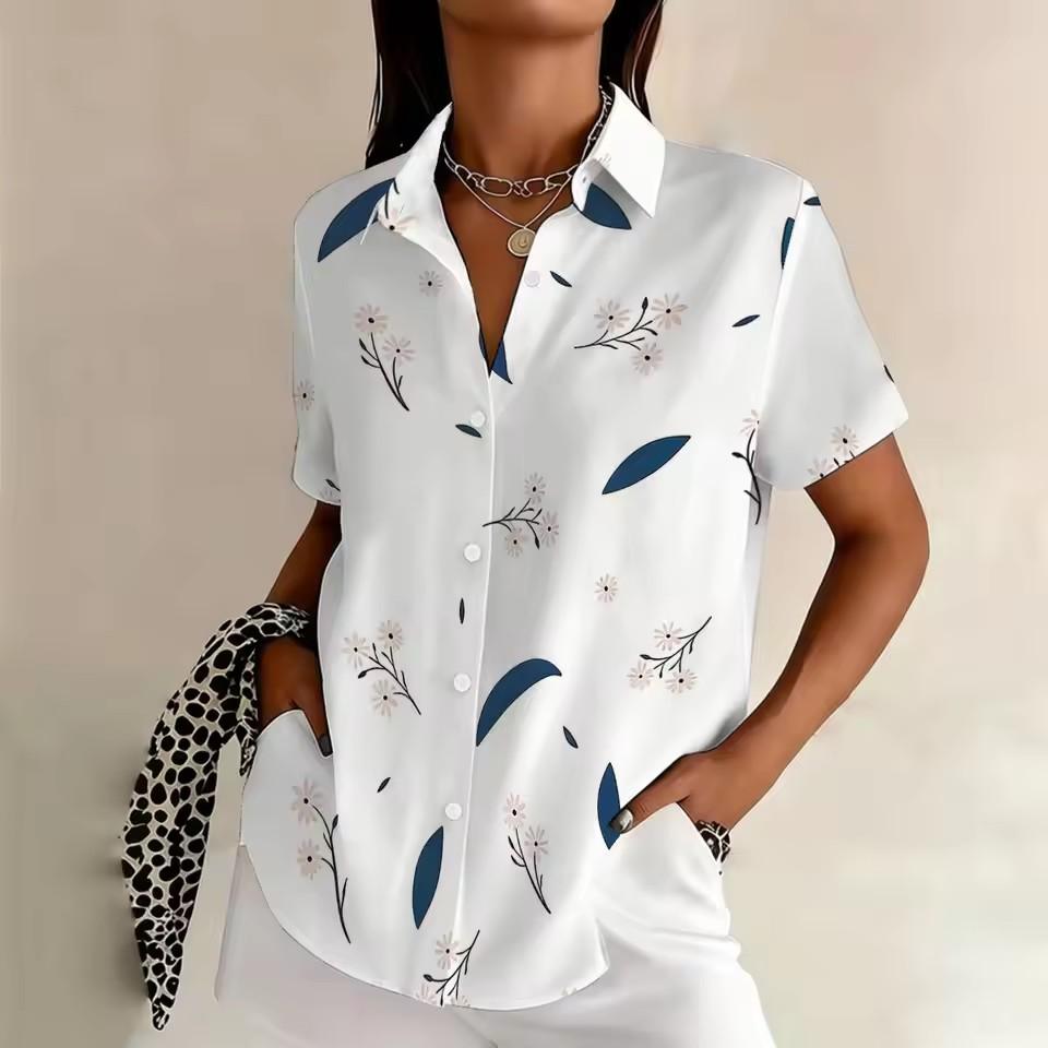Plus Size Women's Printed Shirt, Summer Comfortable Regular Loose Fit, Commuting & Casual Versatile Shirt