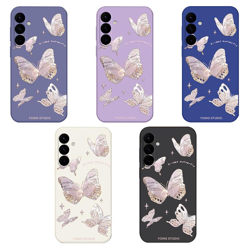 Butterfly Pattern Hand Lanyard Case For Samsung S25 S24 S22 Plus Ultra S23 S21 S20 FE A55 A54 A53 A34 A25 A15 A14 5G A51 A32 A13 TPU Soft Phone Cover