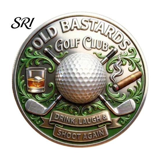 Golf Lover Collectible Commemorative Coin Old Bastards Club Member Unique Memorabilia Metal Badge Gift for Men Who Love Friendship Pocket 1pc