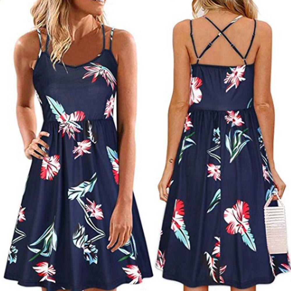 Elegant Women's Summer Sleeveless Floral Beach Dress Perfect For Holiday Occasions Size S-5xl