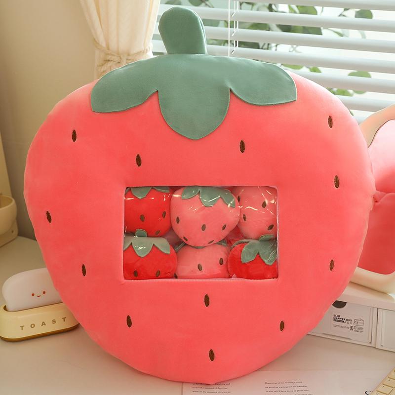 Bag Of Fruit Toy Stuffed Soft Snack Pillow Plush Strawberry Banana Avocado Carrot  Kids Toys Birthday Gift For Girl