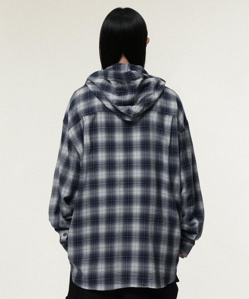 IDWS Hooded Checkered Shirt Blue