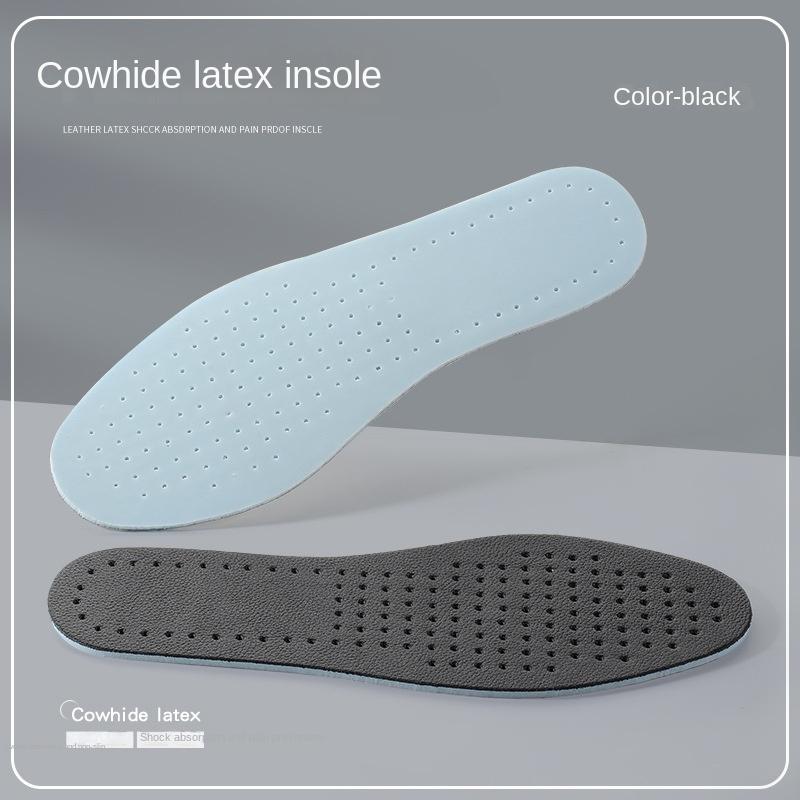 Стелька из латекса из коровьей кожи, высокоэластичная амортизирующая дезодорант, супермягкая стелька из натуральной кожи, летняя тонкая стелька 35-36 чёрный