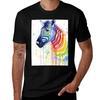 Rainbow Zebra Watercolor Animal Painting Tshirt Water Resistant Casual Tshirt
