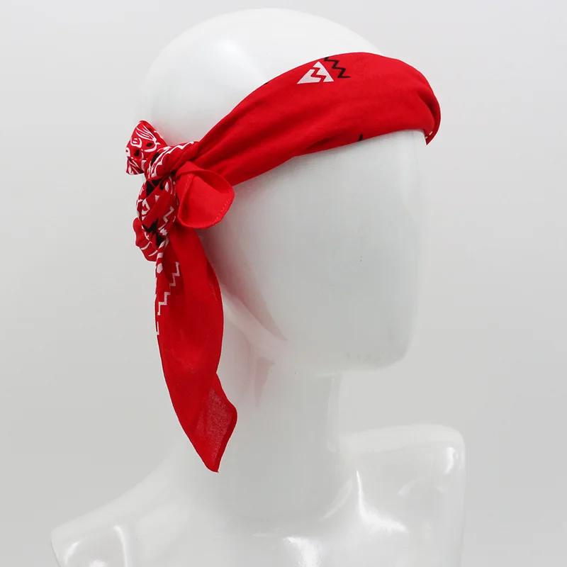New Oversize 70Cm Red Color Square Scarf Retro Style Print Cotton  Bandana Headwear Head Scarf