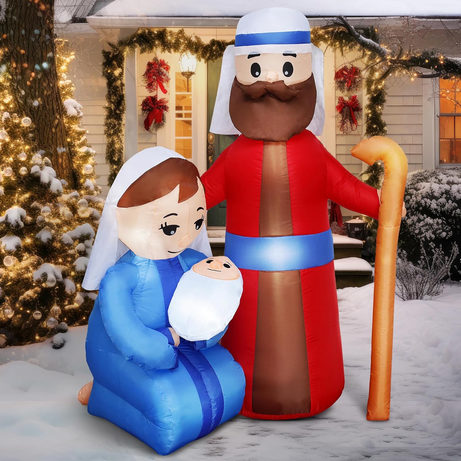 Discover Intime 6 Ft High Xmas Inflatable Jesus Family Decoration Xmas Inflatable Nativity Designed For Home Xmas Celebration Cold Season Dcor