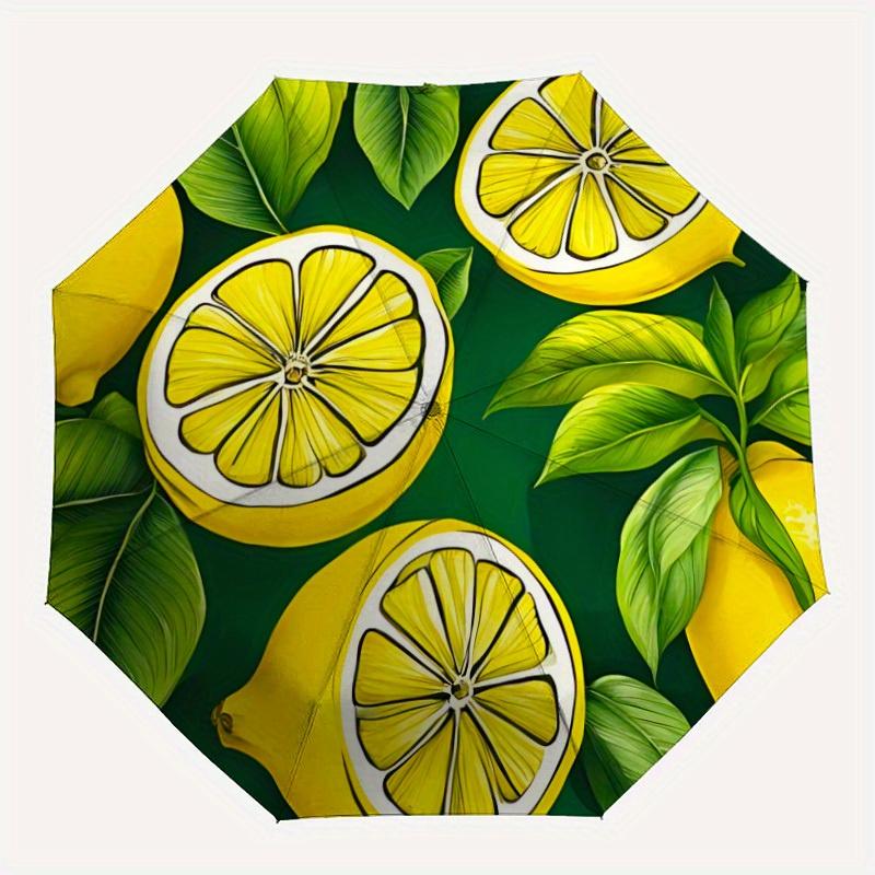 1pc Lemon Slices Automatic Opening/Closing Folding Umbrella with 86 Ribs, Plastic Handle, Windproof Portable Sunshade Umbrella y250726126