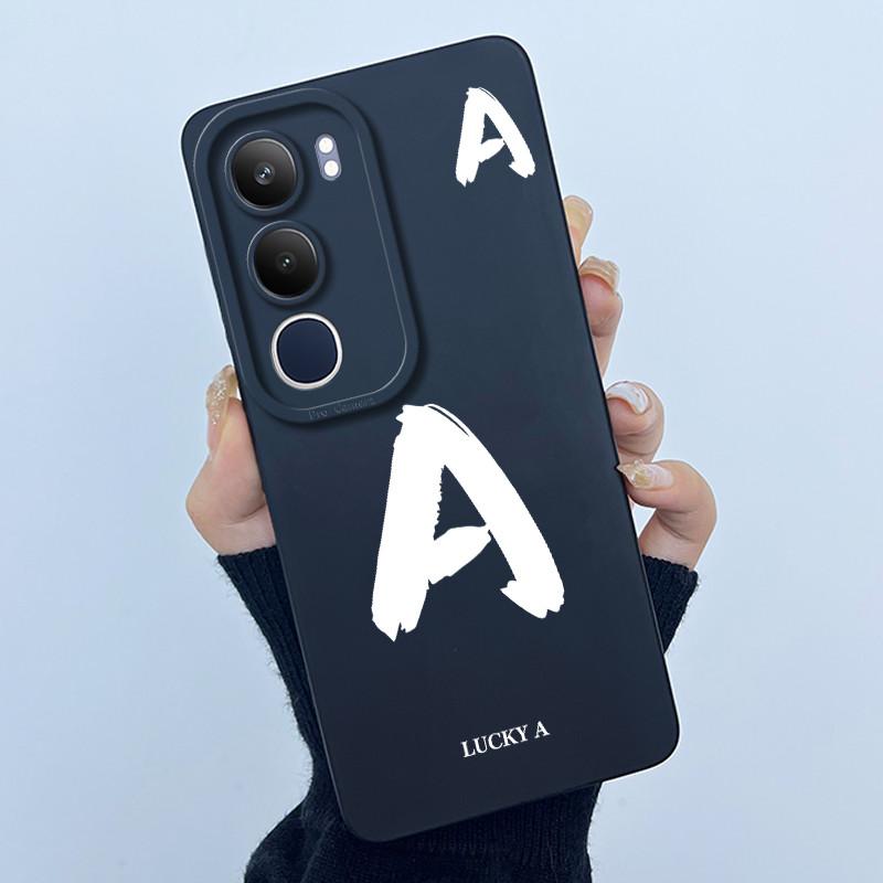 For Vivo Y19s V2149 Cover Case Lucky Initial Letter Couple Silicone Soft Matte Phone Bumper for Vivo Y19s 4G Y29 5G Casing