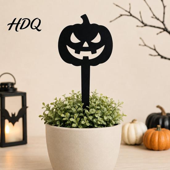 Witch Hat Flower Pot Decor 5Pcs Halloween Planter Stakes Acrylic Garden Sign for Outdoor Yard Lawn Backyard Indoor Potted Plant Accessories
