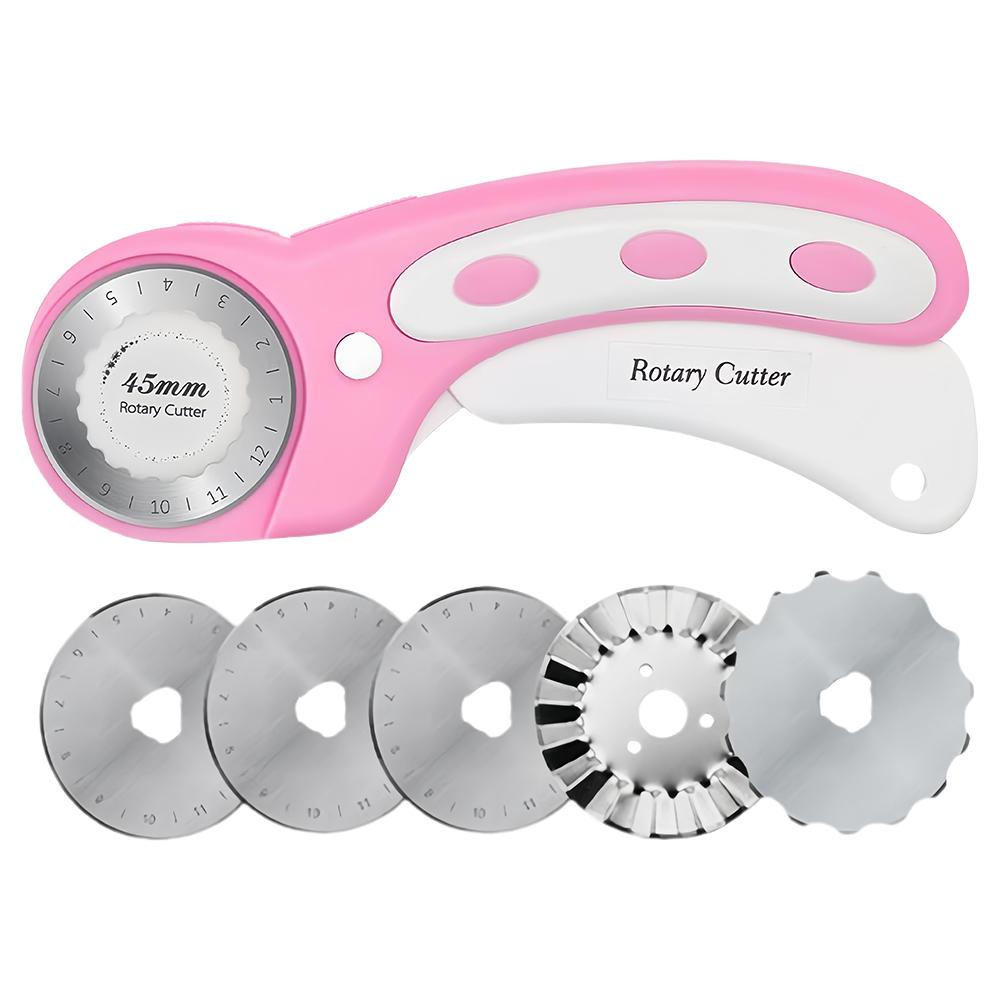 

Перфорирующий вращающийся резак с эргономичной ручкой, роликовый резак с 5 сменными лезвиями, ролик для пэчворка для рукоделия, шитья, пэчворка розовый