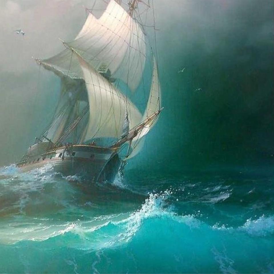 Full Drill Square 5D DIY Diamond Painting Sailboat Diamond Embroidery Landscape Picture Of Rhinestone Decor Home