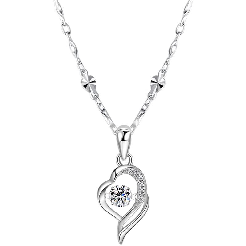 Zhenshangyin Moissanite Sterling Silver  My Heart For You  Pendant Necklace