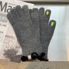 Fashionable Five-finger Glutinous Autumn and Winter Touch Screen Reveals Two Finger Warm Soft Women's Cute Wool Wool