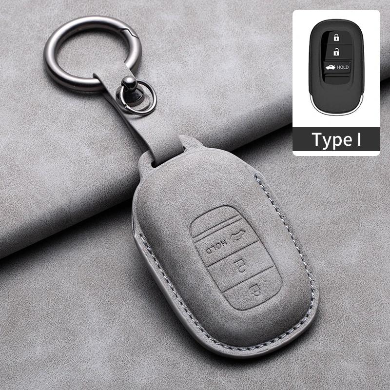 Leather Car Key Case Cover Holder Keychain Protector Shell for Honda Accord EX EXL Civic CRV HRV Pilot Ridgeline 2016 2017 2018
