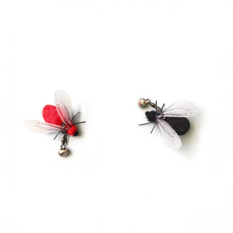 2pcs Black Red Feather Cat Sticker Replacement Head Feather Cat Toy Interactive Pet Toys For Kitten