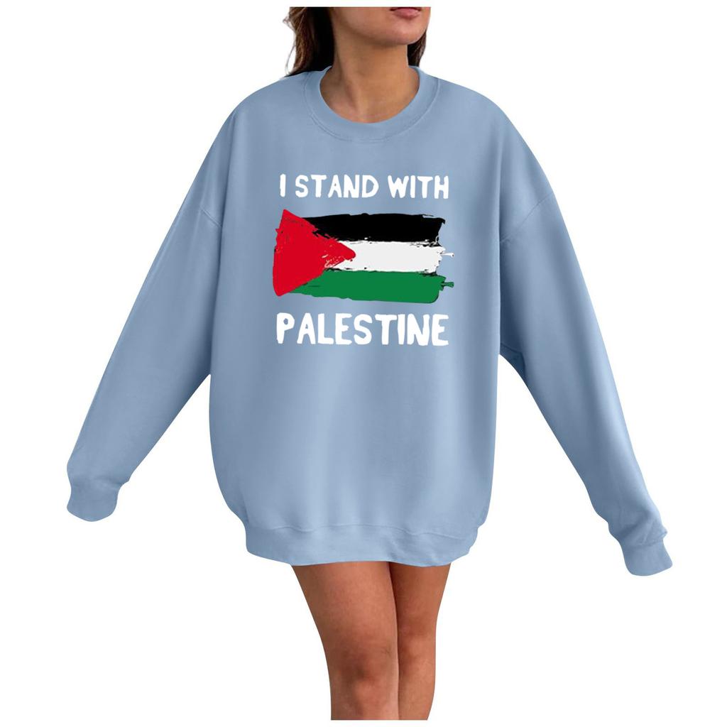 Women's Fashion Loose Casual Printed Long Sleeve Pullover Sweatshirt Top