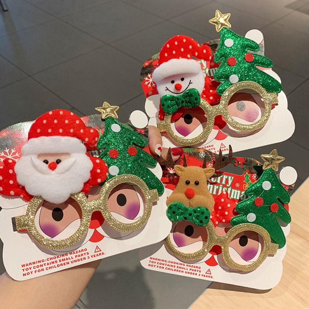 

Sequin Christmas Party Mask Cartoon Elk Antlers Glasses Frame Christmas Glasses Frame Prom Props Style D