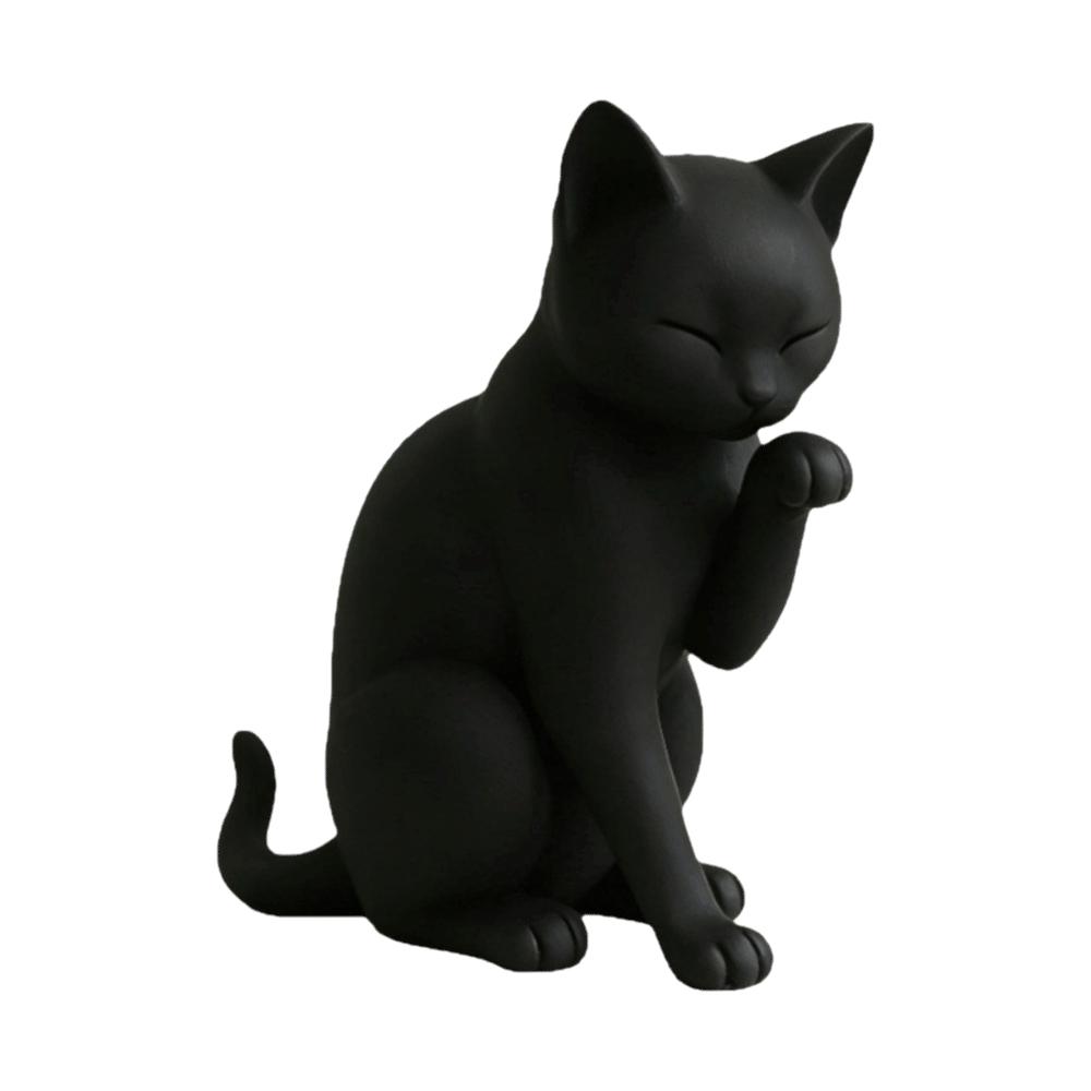 Minimalist Cat Statue Ornaments Kitten Sculpture Trinket Holder Yawning Cat Figurine Car Ornament