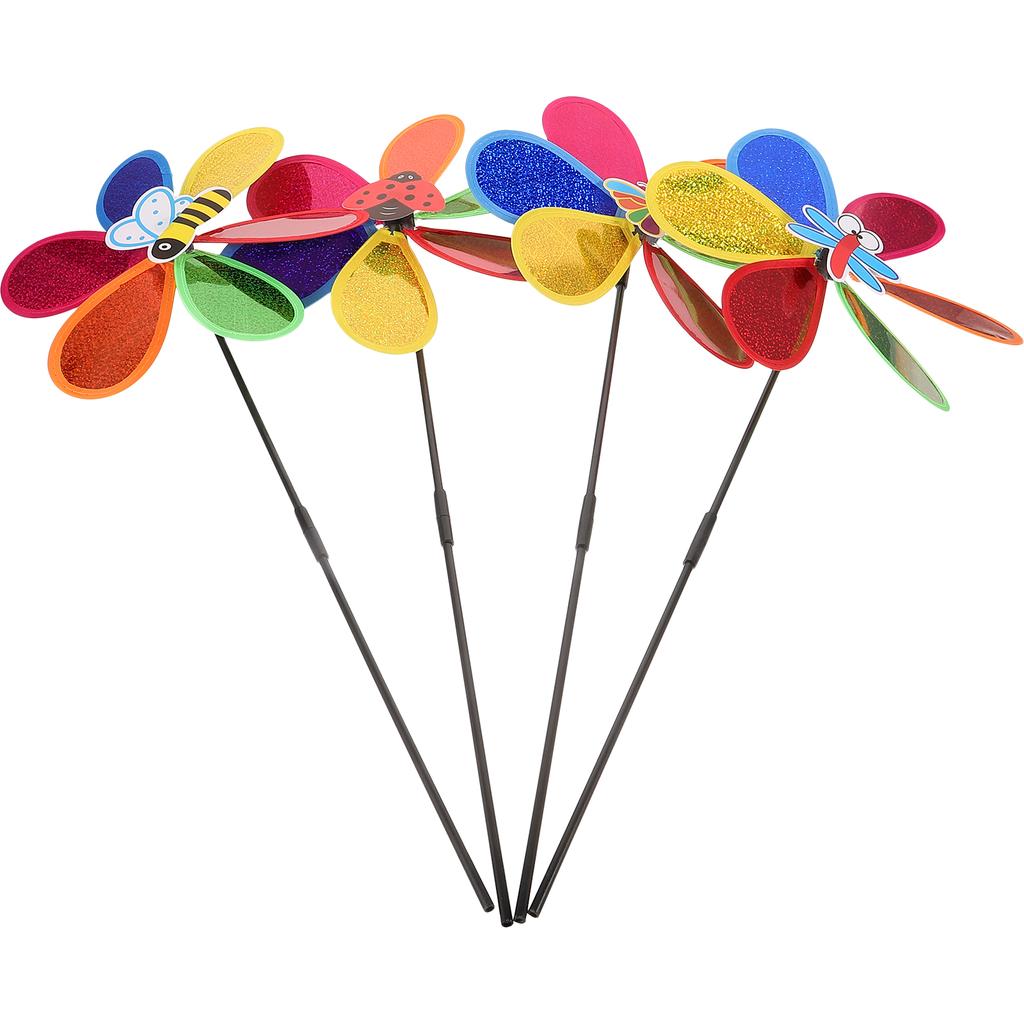 4 Pcs Ornament Garten Windrad Decor Dekoration Rasen Bunte Windmühle Kunststoff Handheld Schmuck Kind Szene