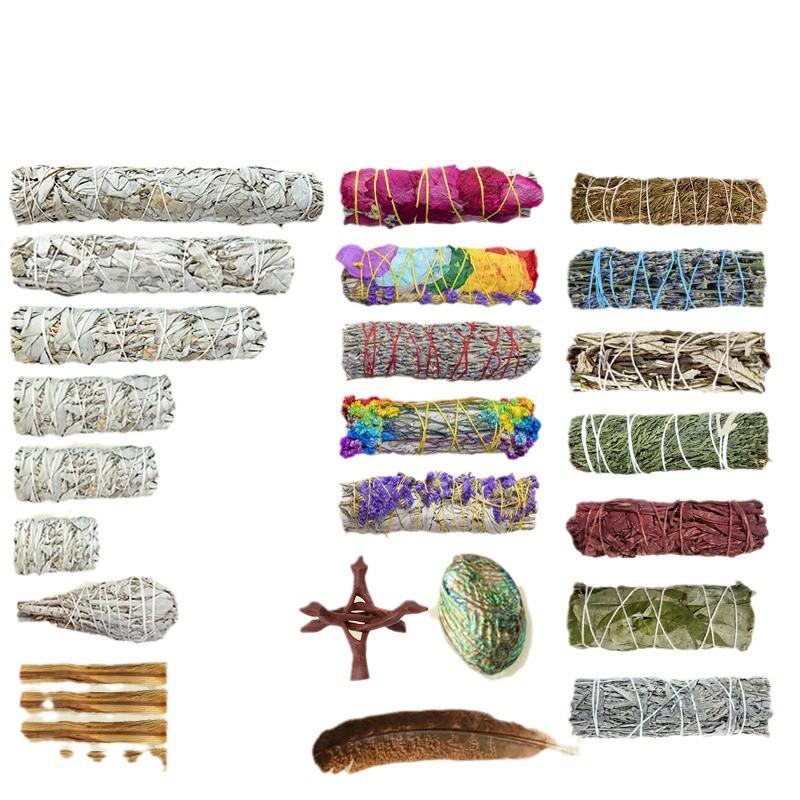 Bețișoare de Aromaterapie cu Salvia Albă și Salvia Albastră cu Cedru Californian și Lemn Sfânt pentru Meditație și Demagnetizarea Cristalelor