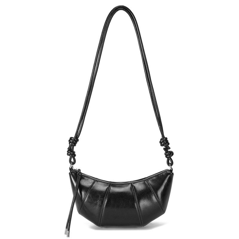

Leather Fashion Crossbody Bag Spring Versatile New Single Shoulder Underarm Bun Dumpling Bun Premium Horn Bun чорний