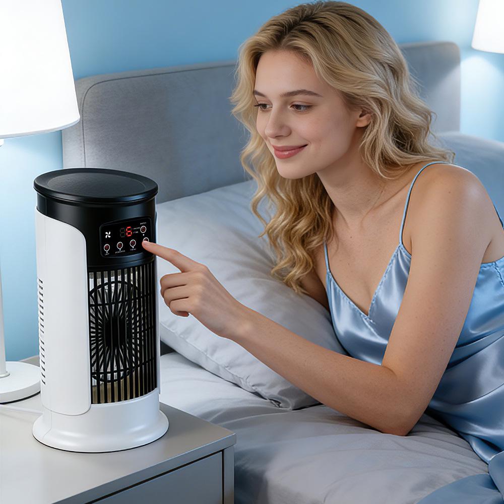 Compact Air Conditioner & Humidifying Fan with 7-Color LED Lights