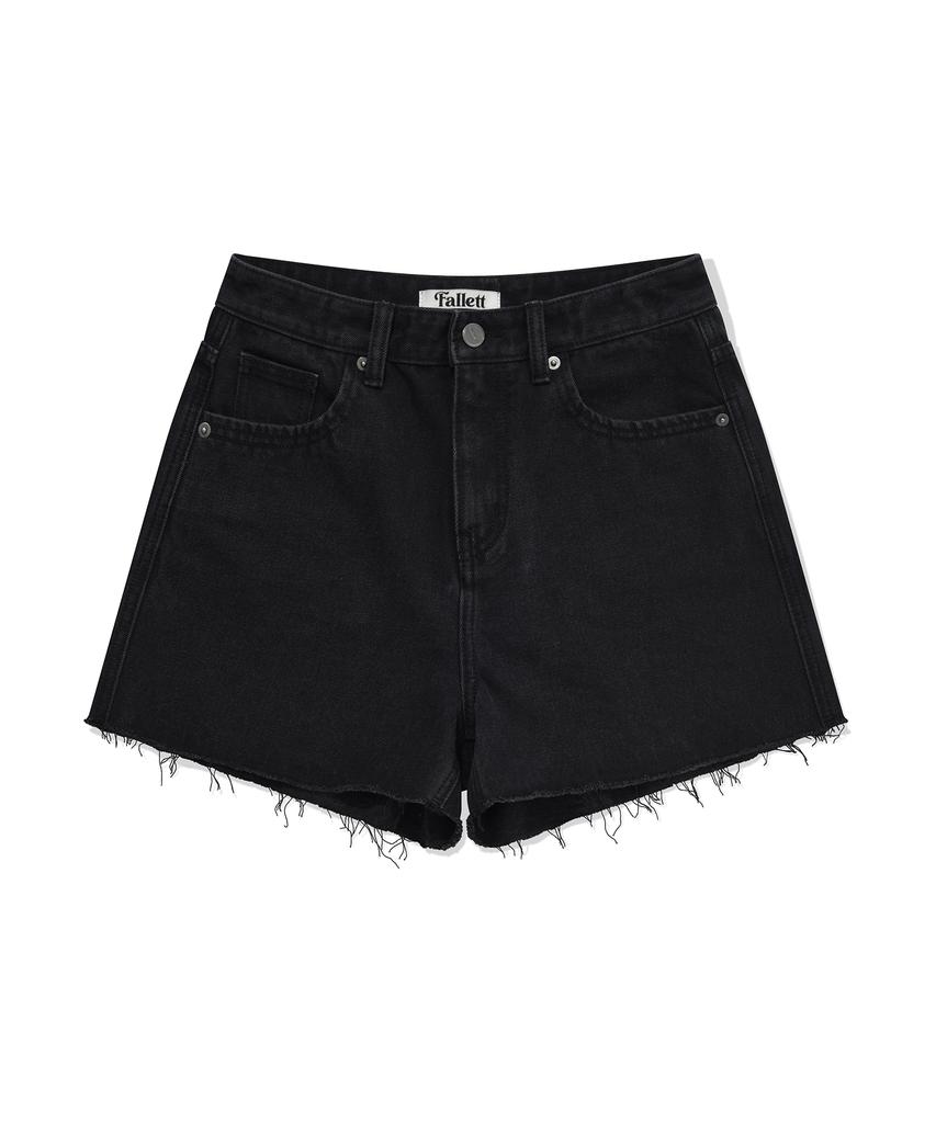 FALLETT Cut-Off Denim Shorts Black
