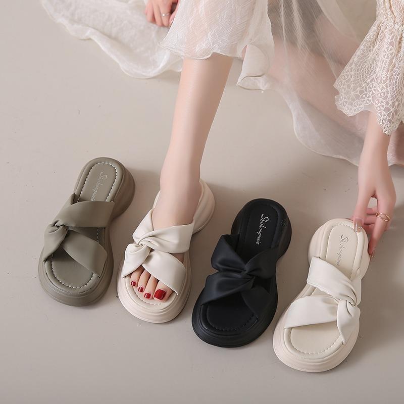 Fashion Summer Fashion Women Casual Slippers Designer Shoes Female Cross-tied Slipper Platform Soft-soled Woman Beach Slides Sandals