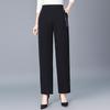 Spring/Summer High-Waisted Straight-Leg Pants for Middle-Aged Women, 45-60, In Solid Colors