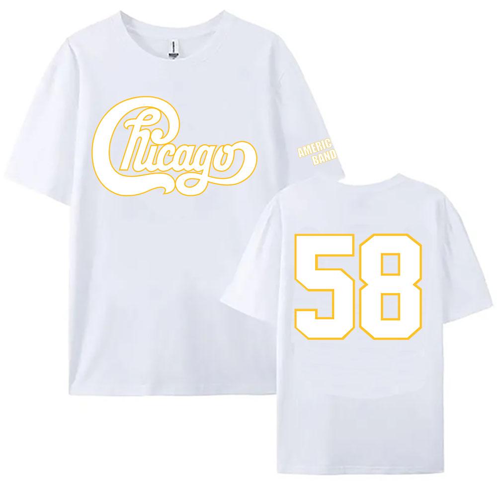 58 Chicago America's Band Printed Tshirt Streetwear Unisex Short Sleeve Cotton Female T-shirt Graphic Printing Tees Women Shirts