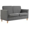 Compact Loveseat Sofa, Modern 2 Seater Sofa for Living Room with Wood Legs and Armrests, Grey