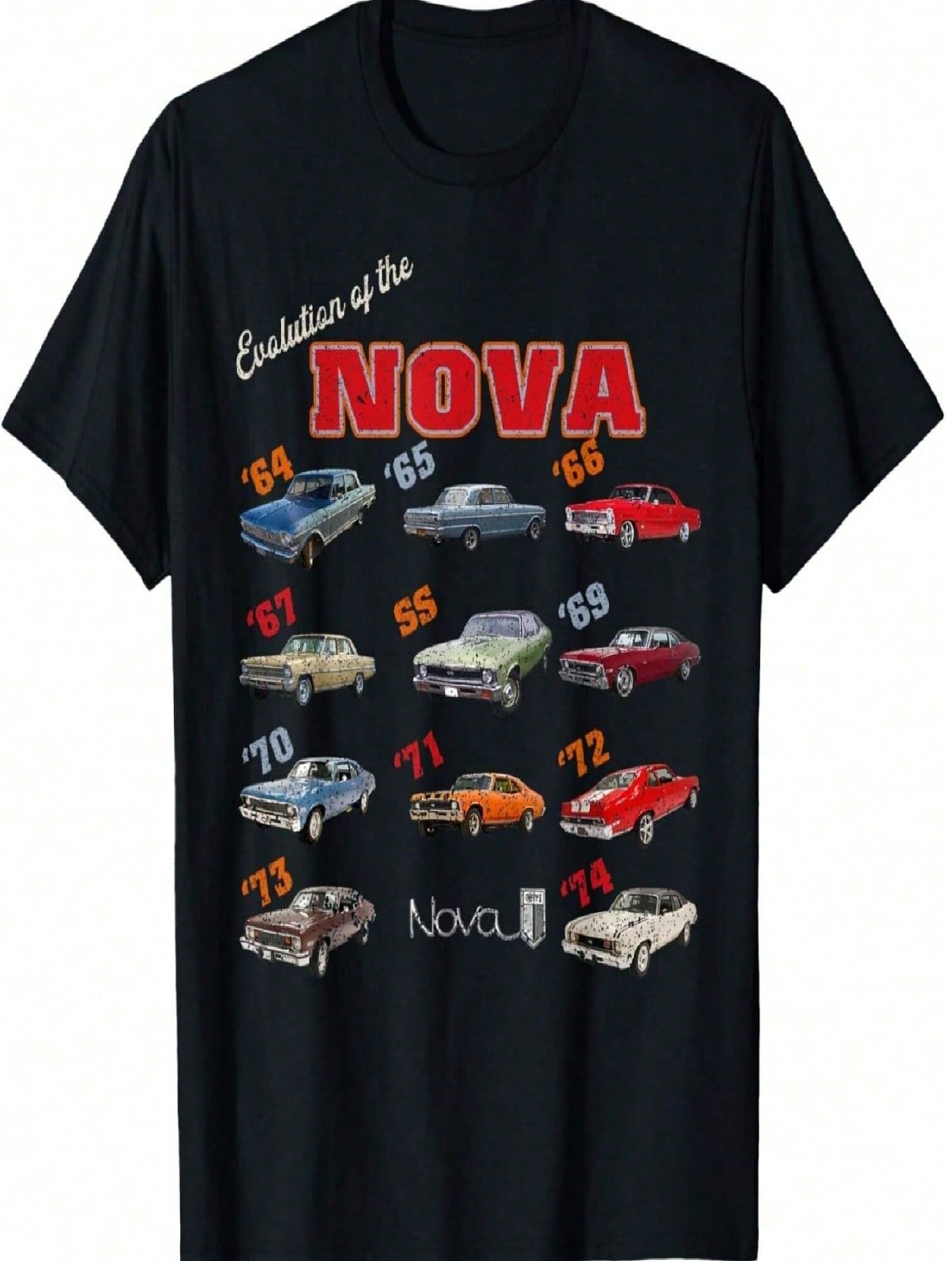 1969 72 63 64 65 66 67 68 70 71 73 74 Chevys Nova Эволюция Футболка S разноцветный