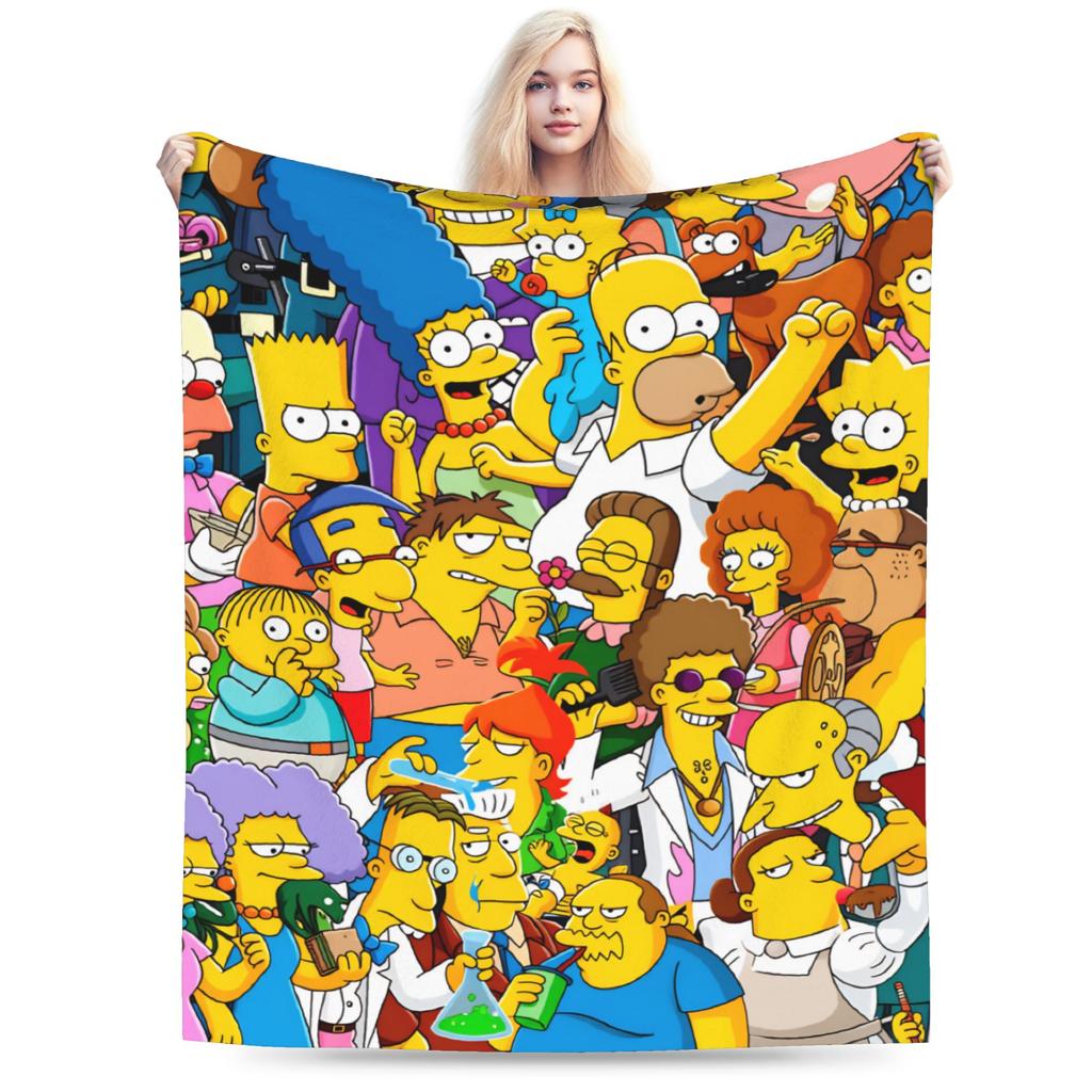 S-Simpsons Homer Donut Pattern Bedding Throws Soft Cozy Trend Blanket  For Couch Chair Camping Flannel Bedspread Bed Cover