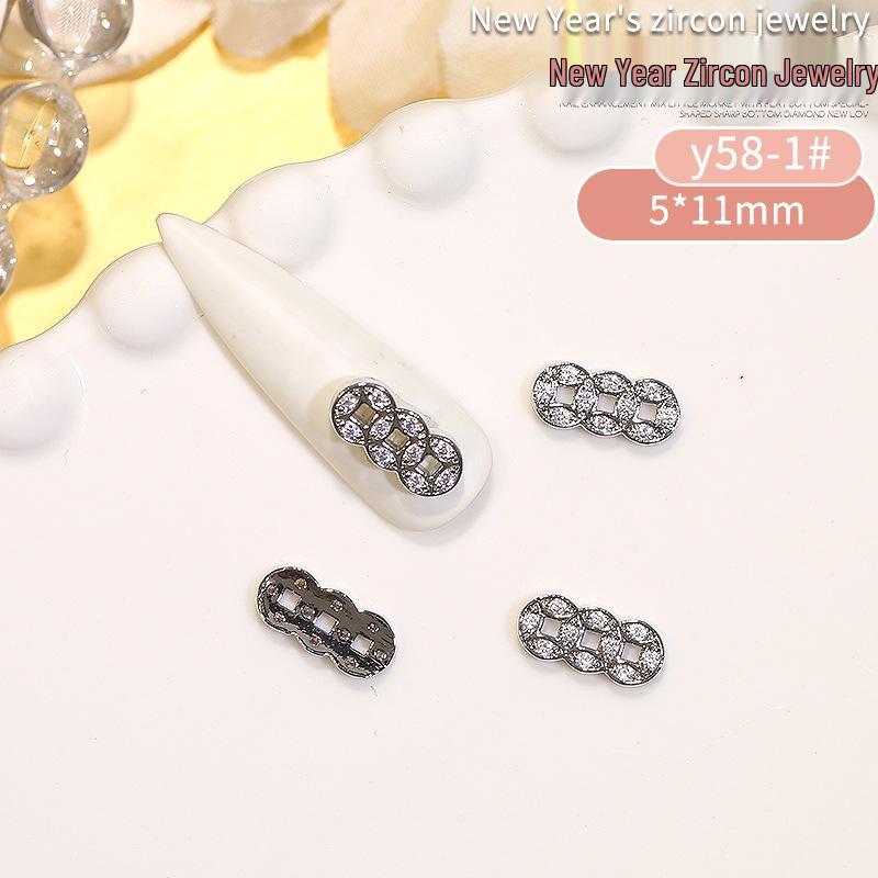 Nail Art Scintillante di Zirconia per Capodanno: Borsa del Denaro Attira-Ricchezza, Zucca di Lusso con Diamanti e Ornamenti per Unghie Oro/Argento