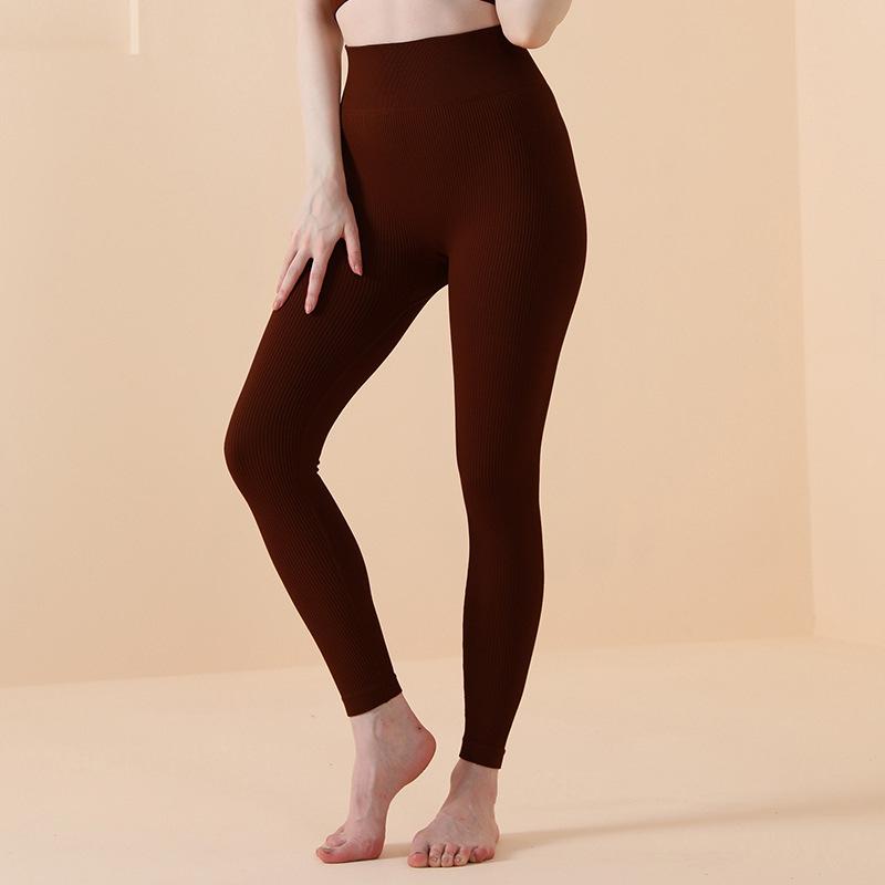 Solid Color Striped Quick Drying Sports Pants Yoga New Style Nude High Waist Fitness Yoga Pants For Women