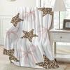 Leopard Print Star Flannel Blanket - Bed, Sofa, Office, Travel, Gift, Decor, Chair, Cozy and Warm, Christmas