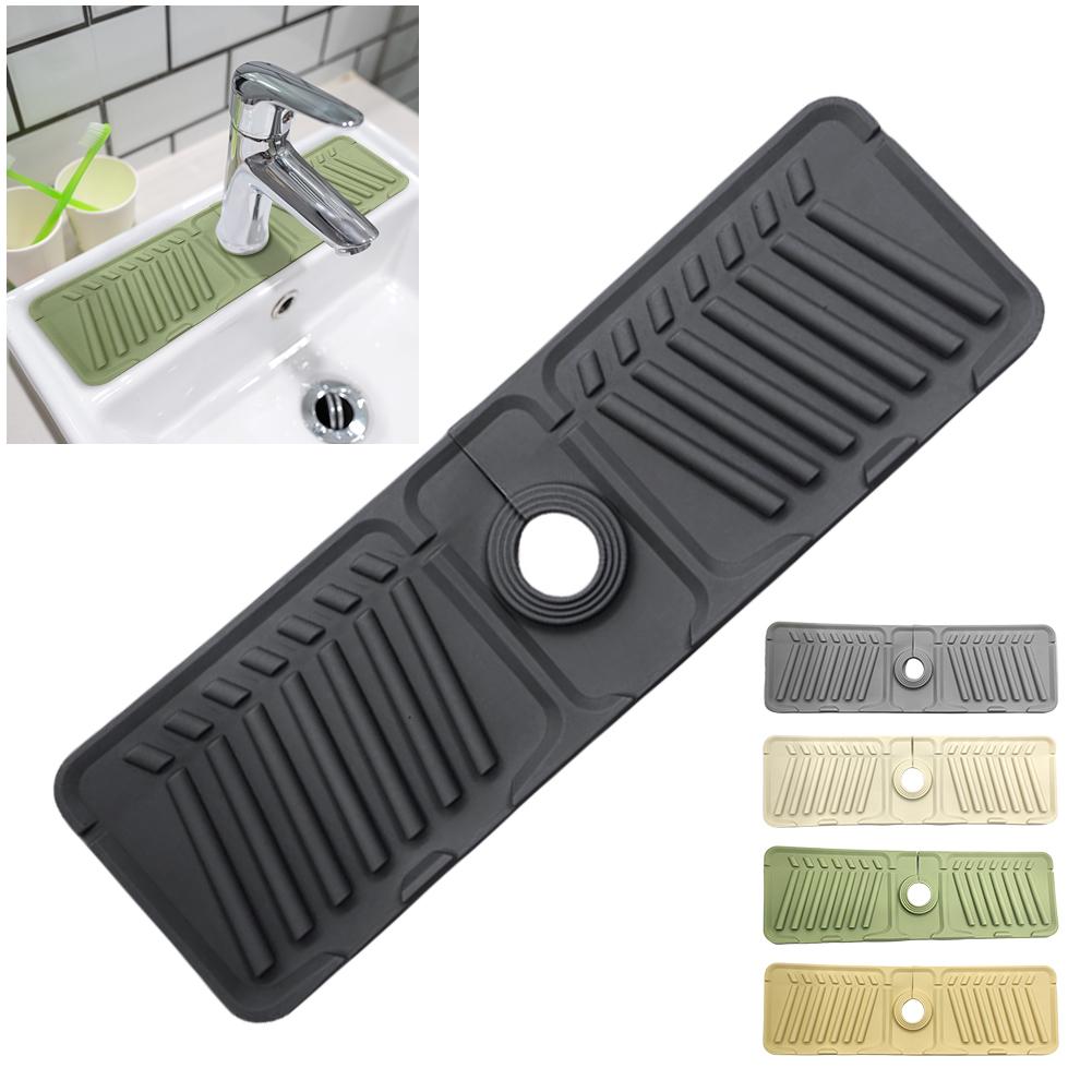 Silicone Faucet Mat Faucet Water Catcher Tray Multifunction Faucet Draining Pad Non-slip Splash-Proof for Kitchen Bathroom