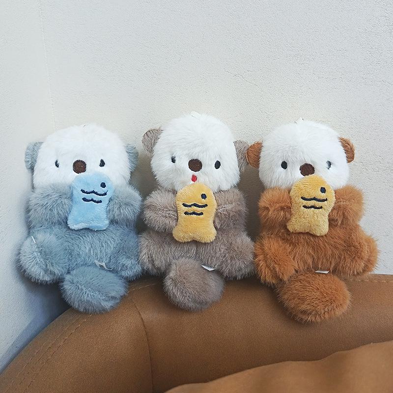 Cute Mizuse Plush Bag Pendant Cartoon Eating Fish Long Tail Small Koala Book Doll Bag Hanging Decoration Car Key