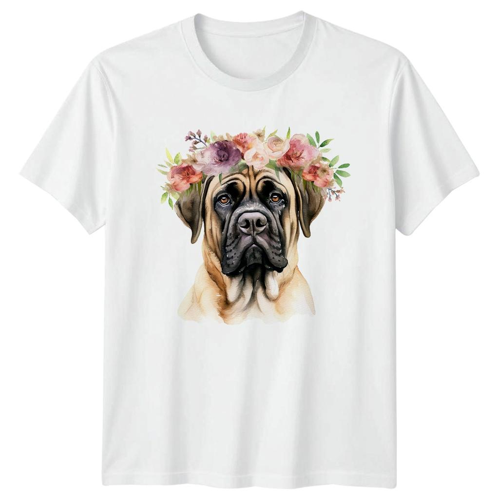 Watercolor Mastiff Dog With Flower Unisexs TShirt Mastiff Dog Pet Owner