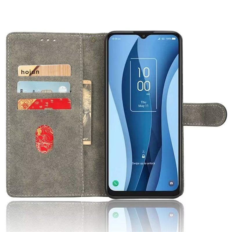 Suitable for TCL 40XE Mobile Phone Leather Case BLU Bold N2 Retro Matte Anti-theft Brush Card Wallet Icon