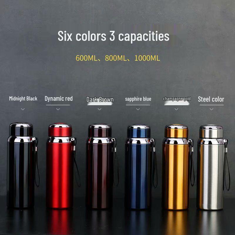 Insulated Stainless Steel Kettle with Tea Infuser, 600-1000ml Capacity - Portable Cup for Car Use